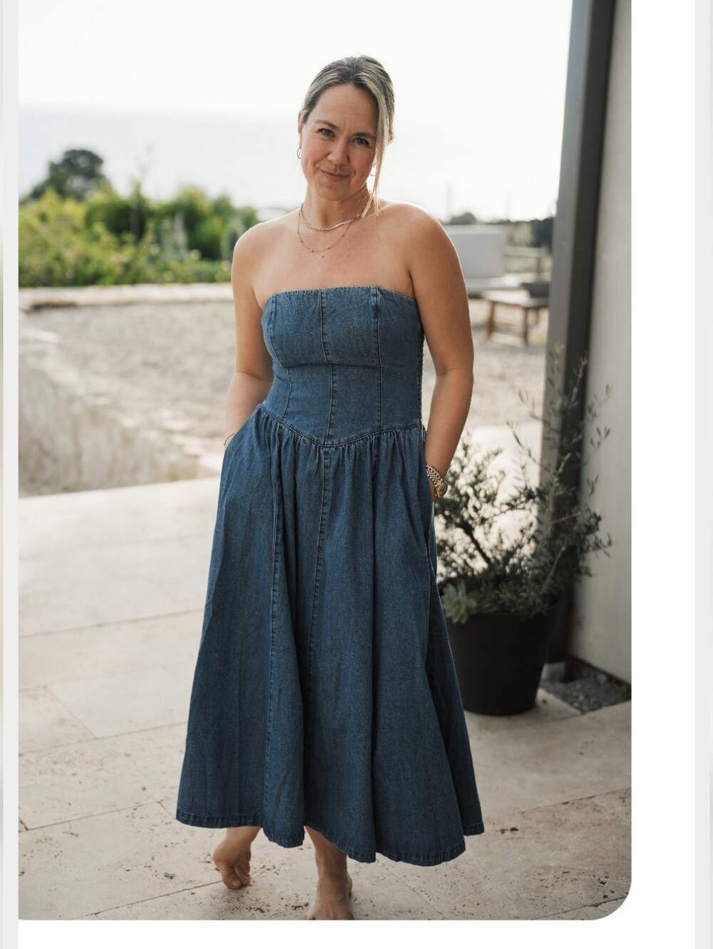 Carly Jean Los Angeles Indigo Denim Strap Maxi